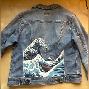 Hand Painted Recycled Jean Jacket Artist Acrylic